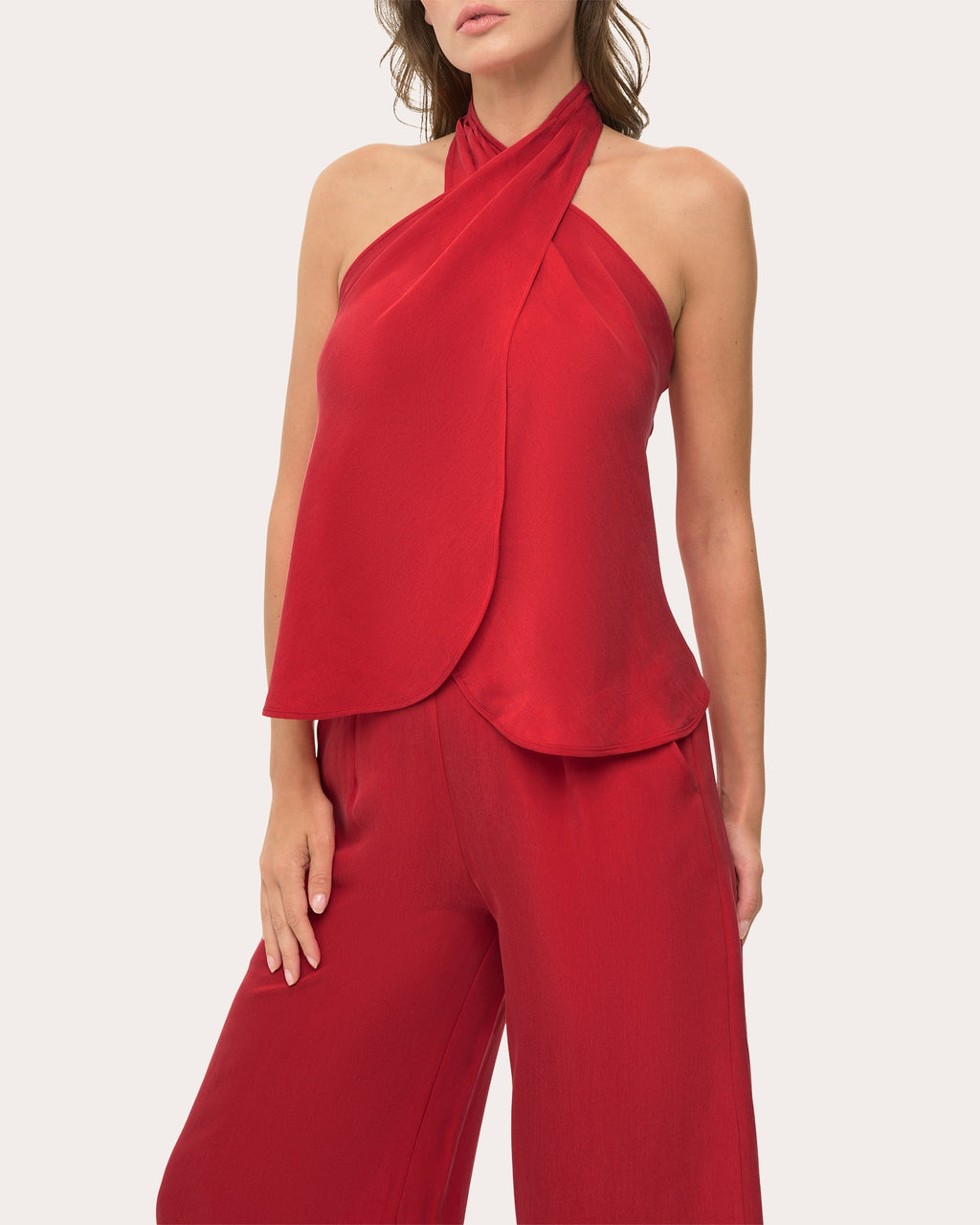 Washed Satin Halterneck Top