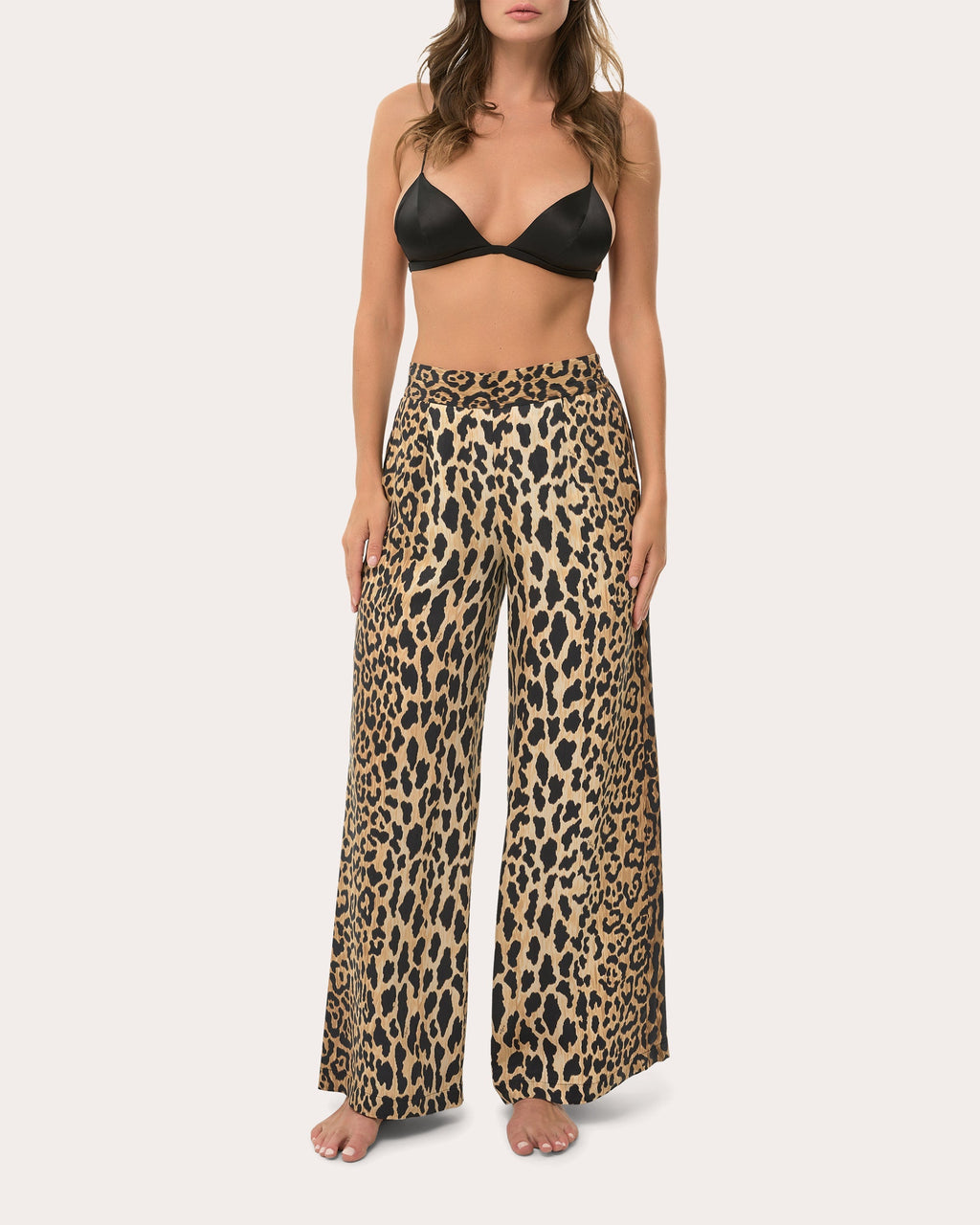 Printed Satin Wide Leg Pants