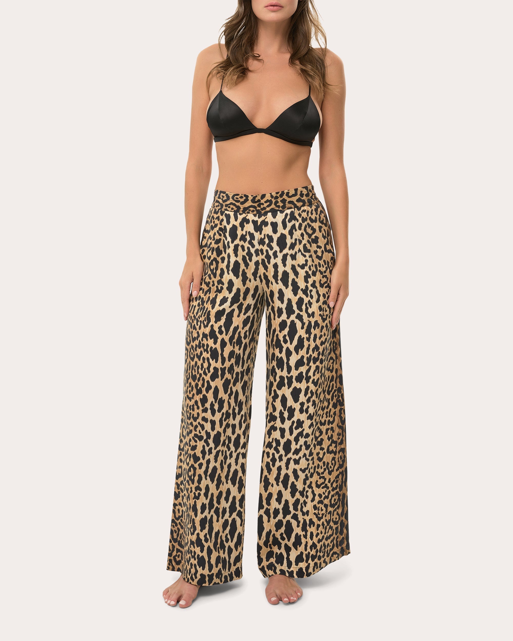 Printed Satin Wide Leg Pants