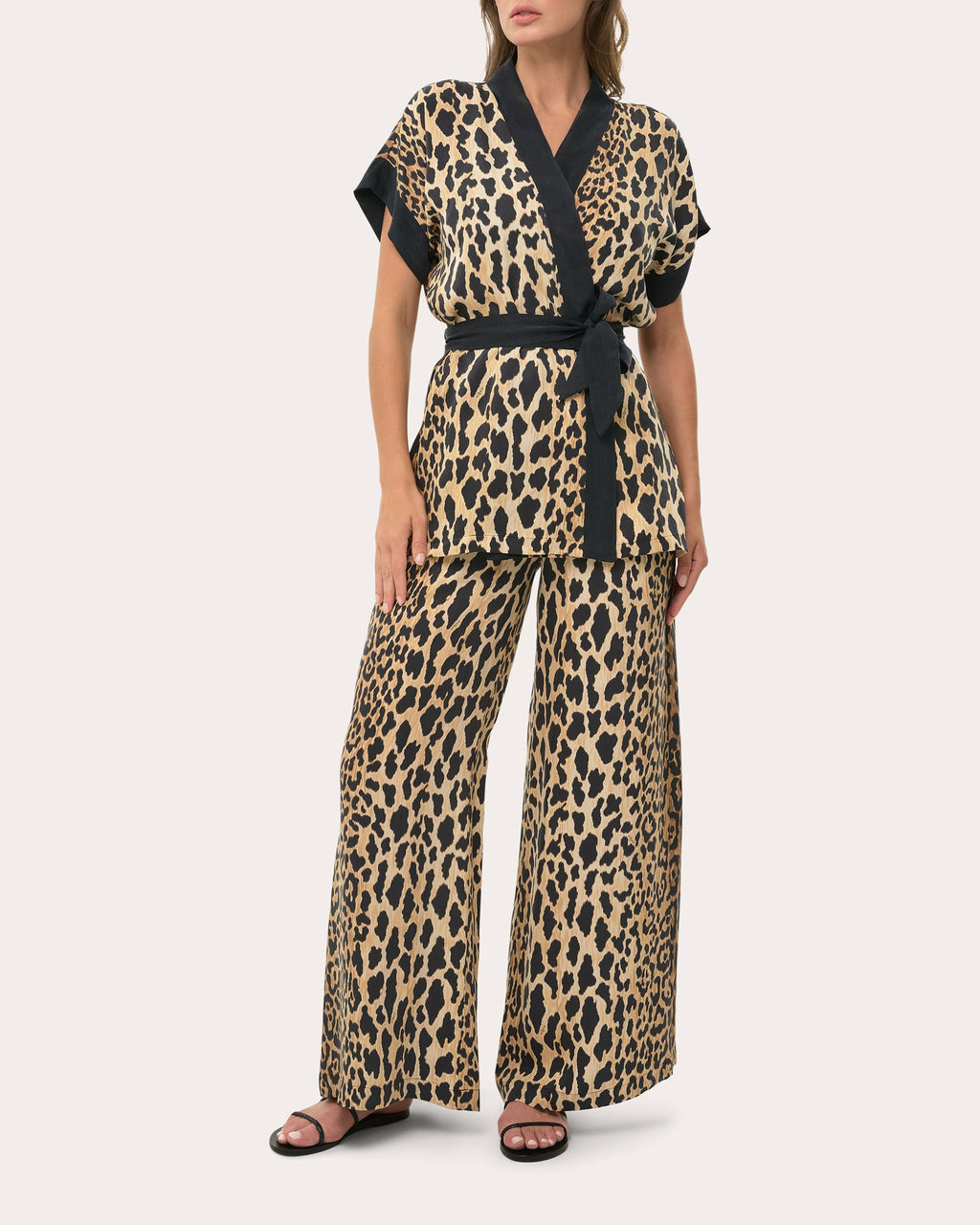 Printed Satin Wide Leg Pants