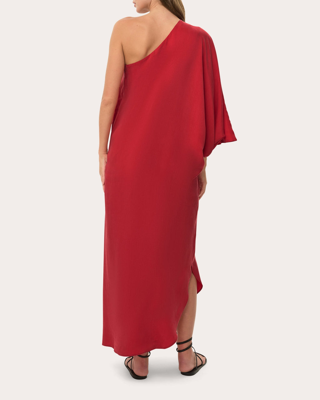 Asymmetric Washed Satin Maxi Dress