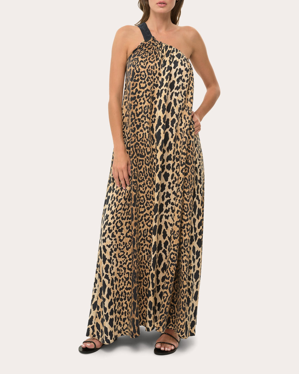 Ella Printed Asymmetric Satin Maxi Dress