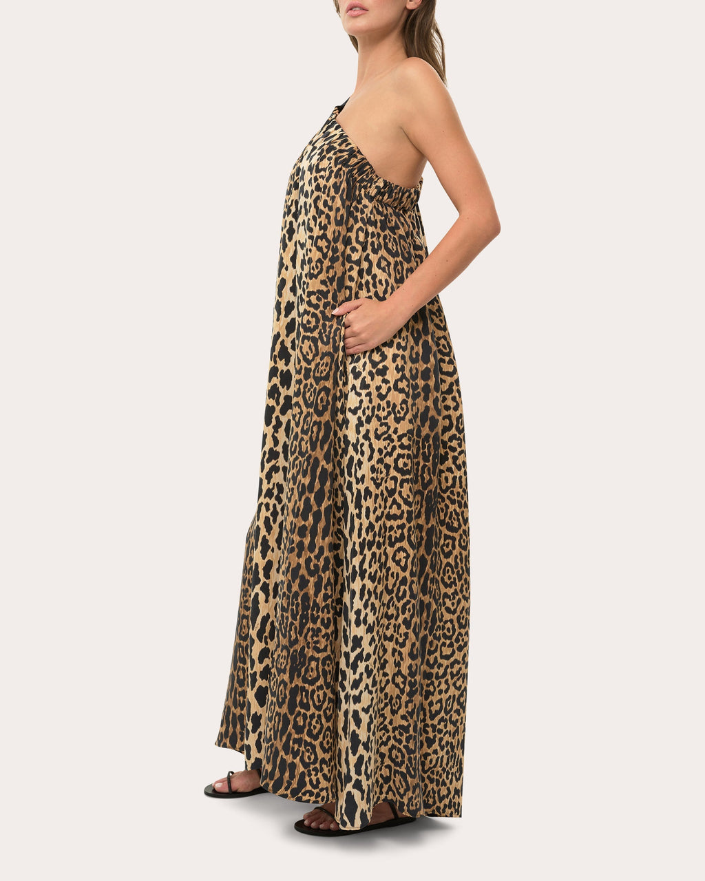 Ella Printed Asymmetric Satin Maxi Dress