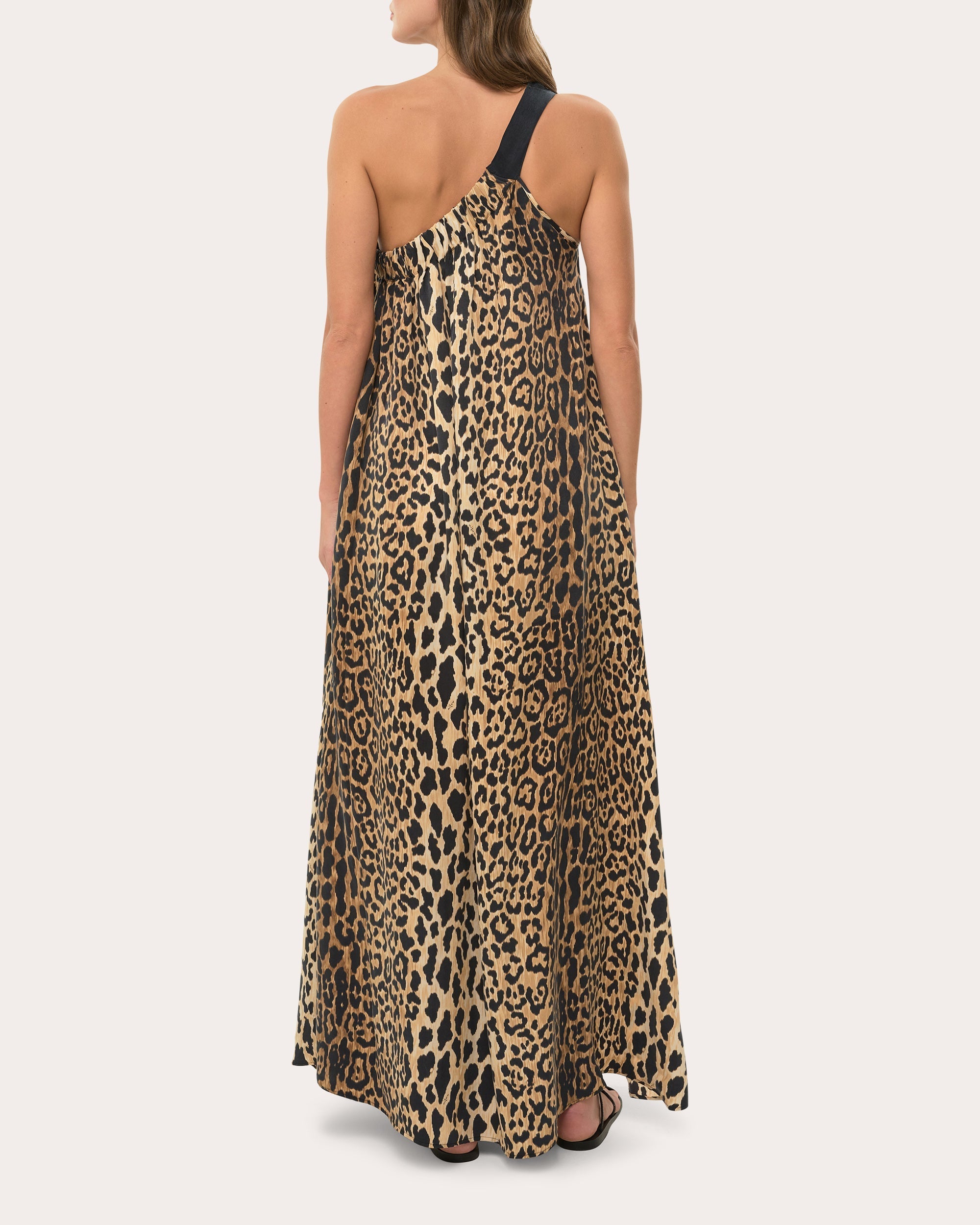 Ella Printed Asymmetric Satin Maxi Dress