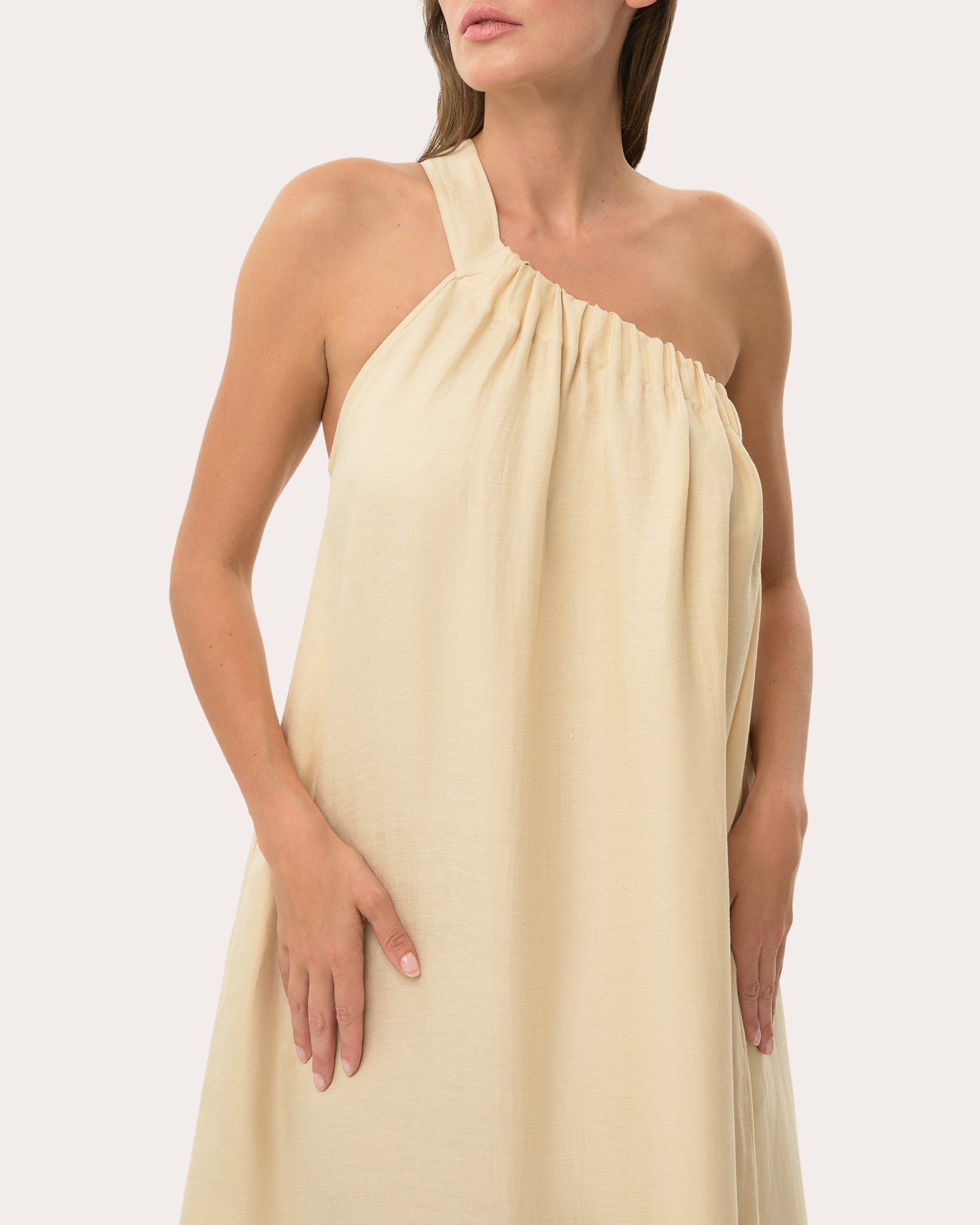 Ella Asymmetric Linen Blend Maxi Dress
