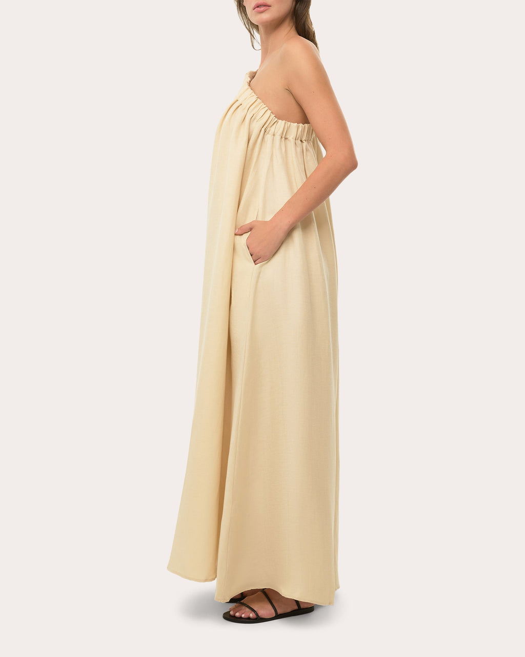 Ella Asymmetric Linen Blend Maxi Dress