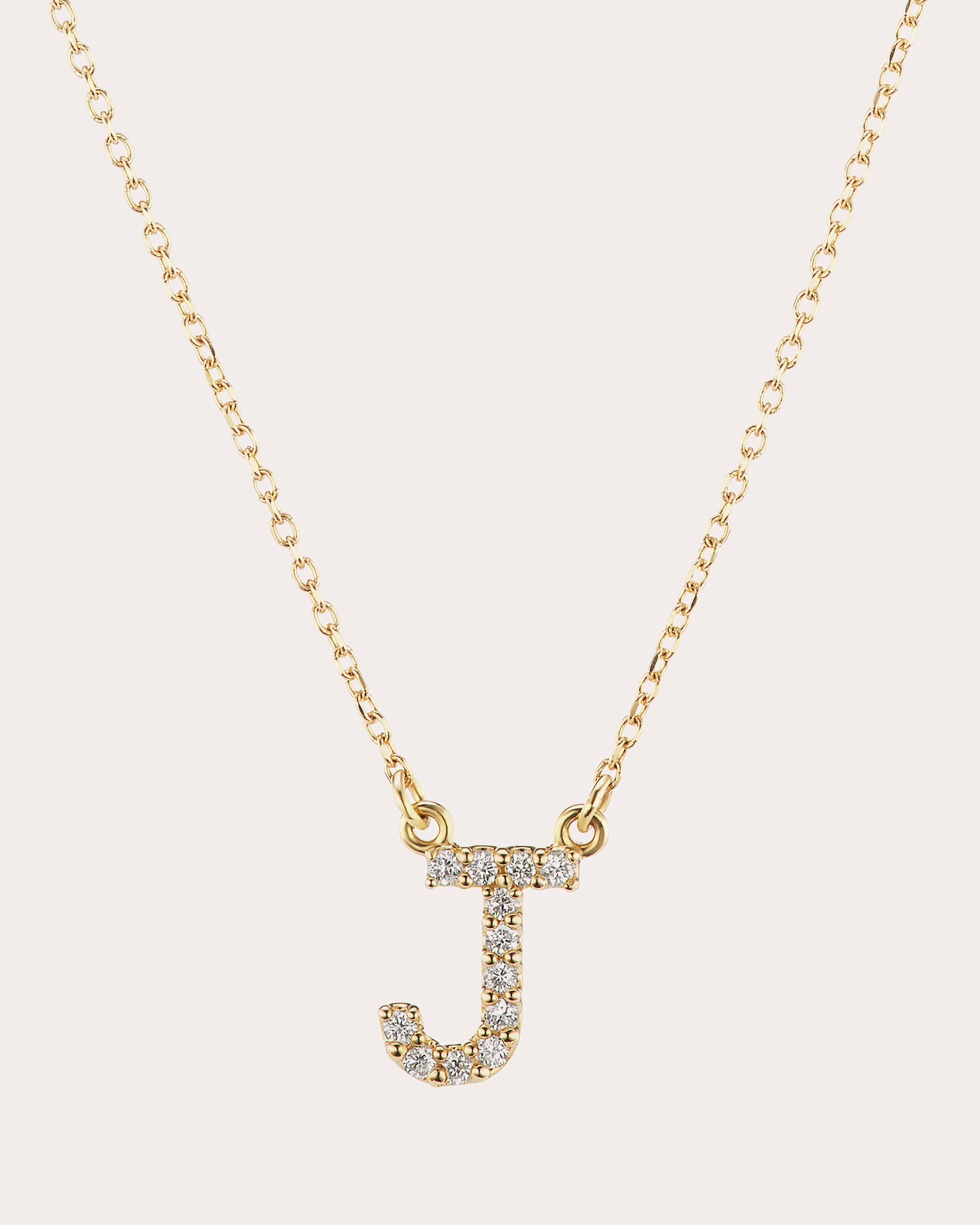 14K Gold Diamond Initial Pendant Necklace
