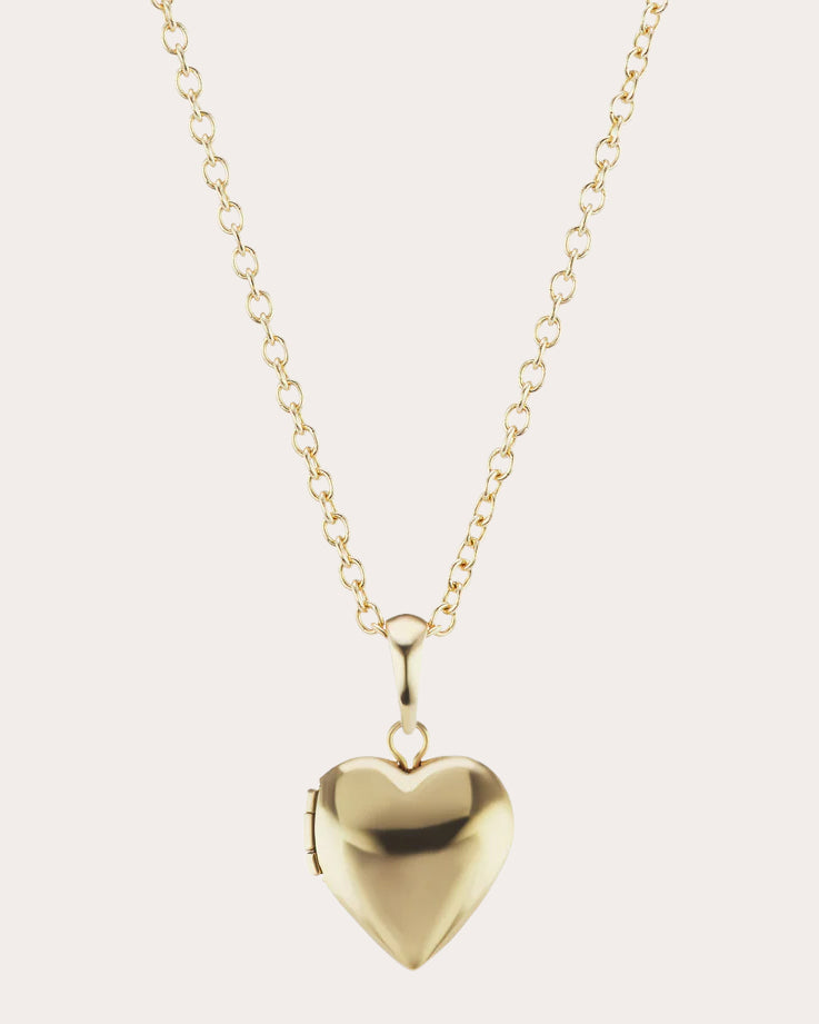 14K Gold Heart Locket Pendant Necklace