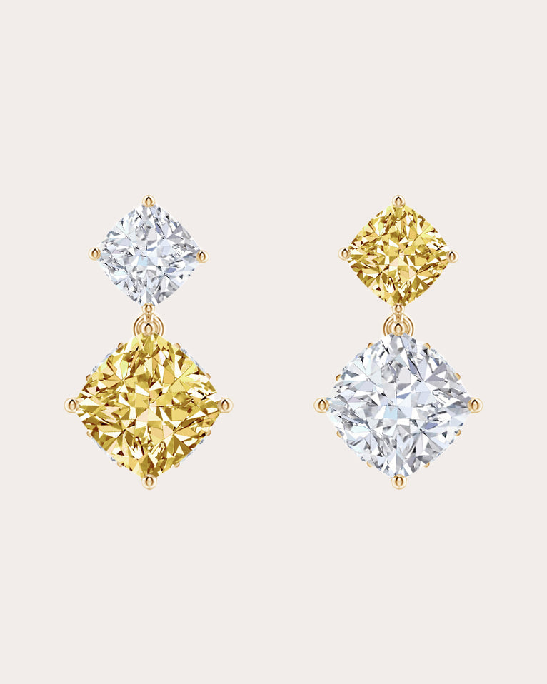 Small Orient Express 14K Gold Lab-Grown Diamond Asymmetric Earrings