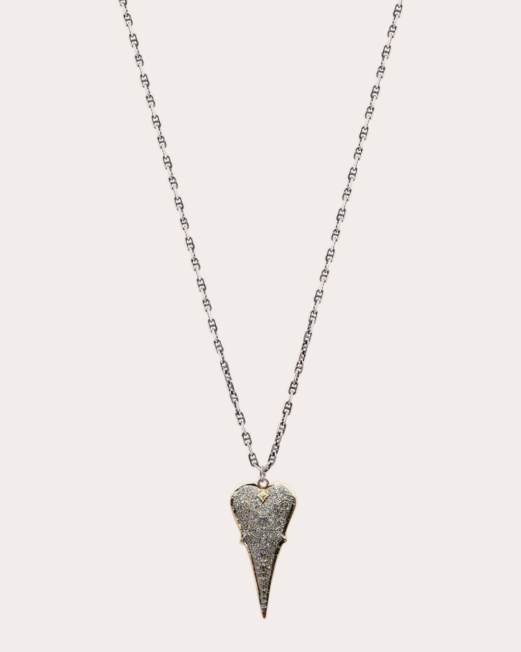 14K Gold Sterling Silver and Diamond Heart Pendant Necklace
