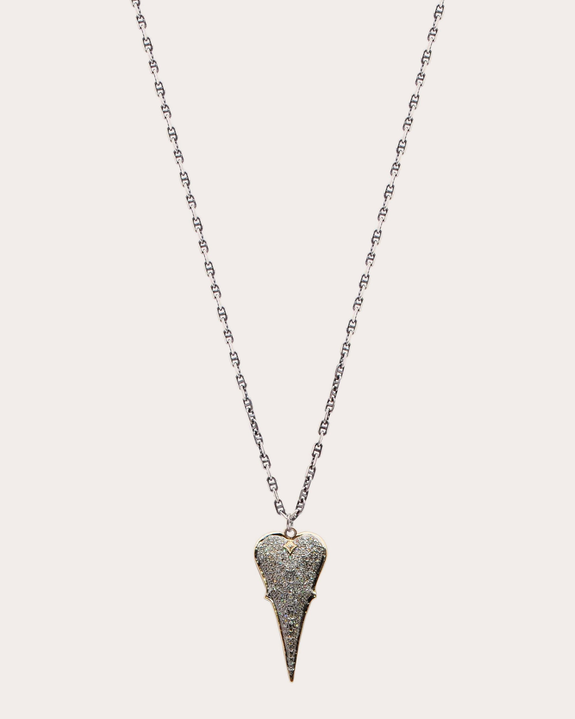 14K Gold Sterling Silver and Diamond Heart Pendant Necklace