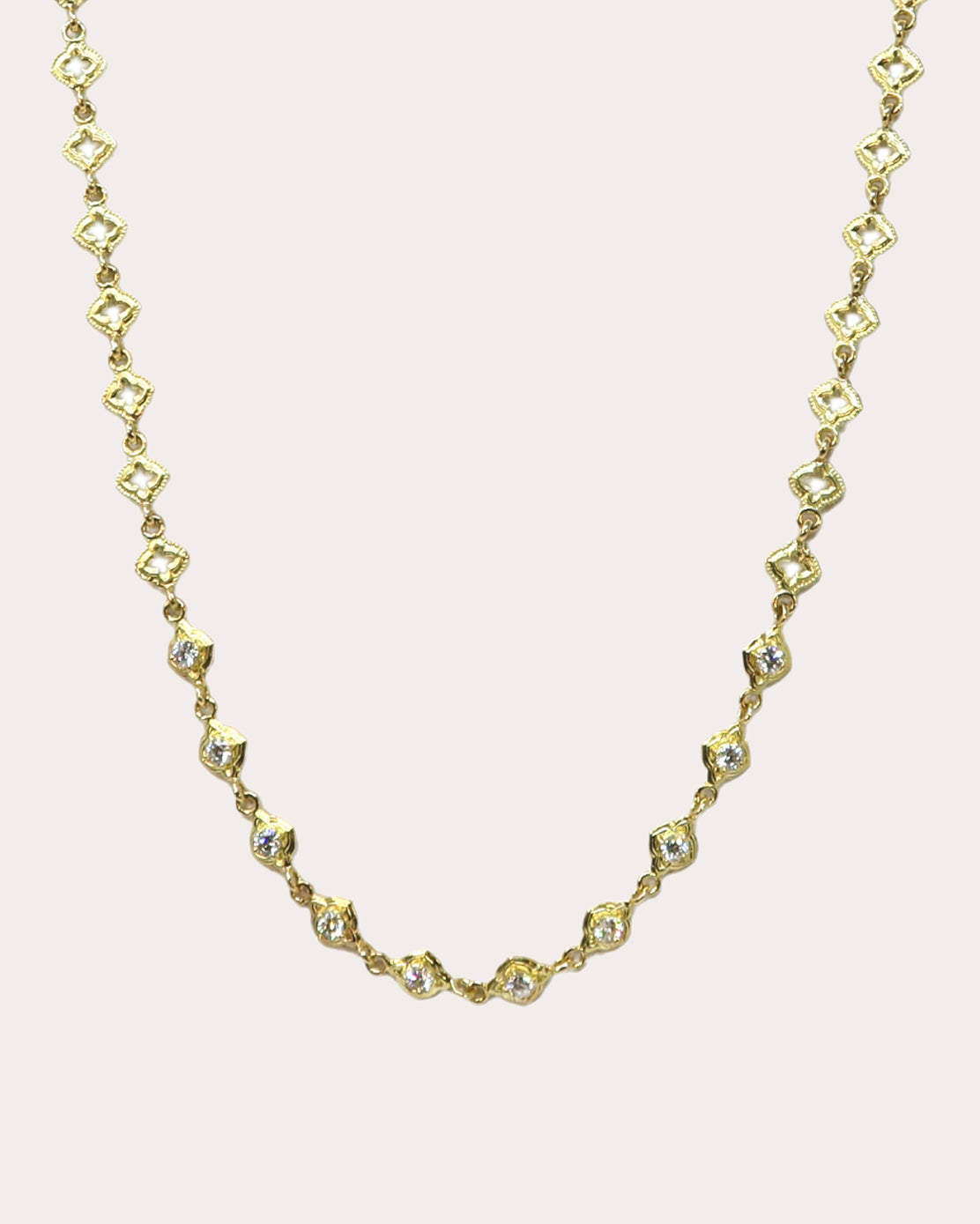 18K Gold Diamond Scroll Necklace