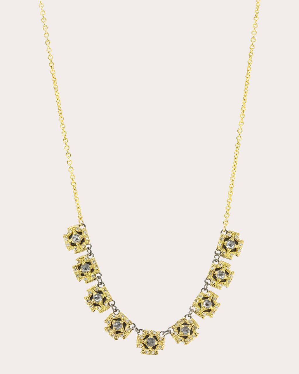 18K Gold Sterling Silver and Diamond Necklace
