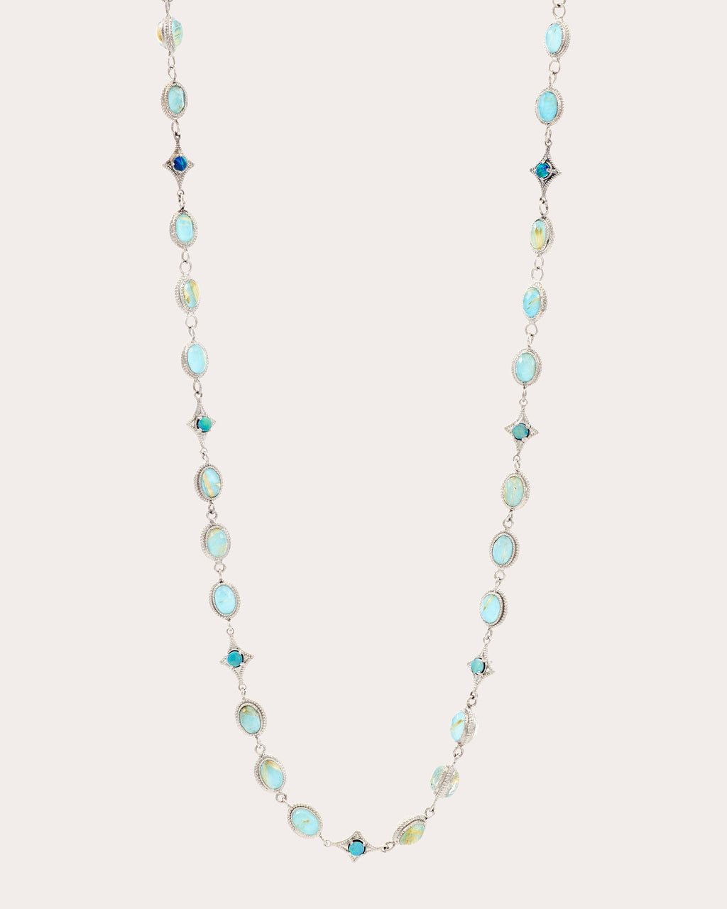 Sterling Silver 14K Gold Opal and Turquoise Necklace