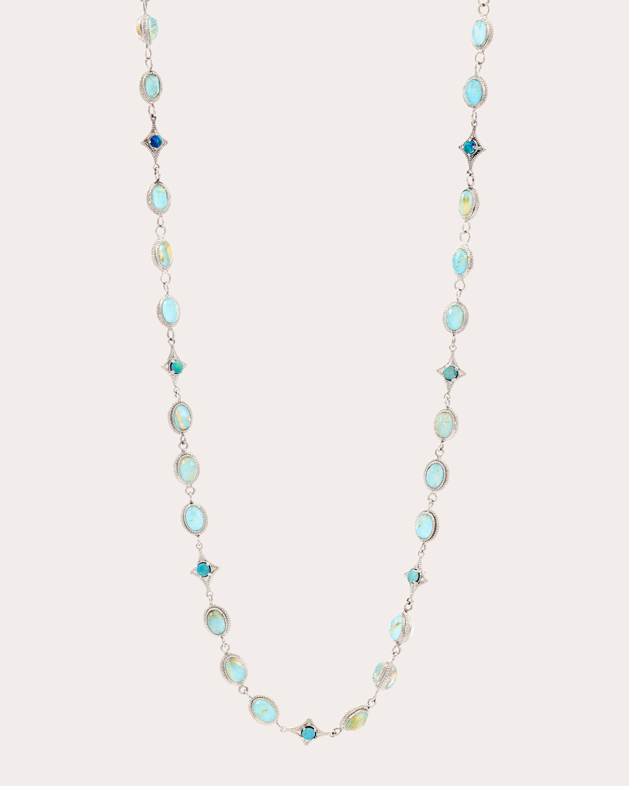 Sterling Silver 14K Gold Opal and Turquoise Necklace