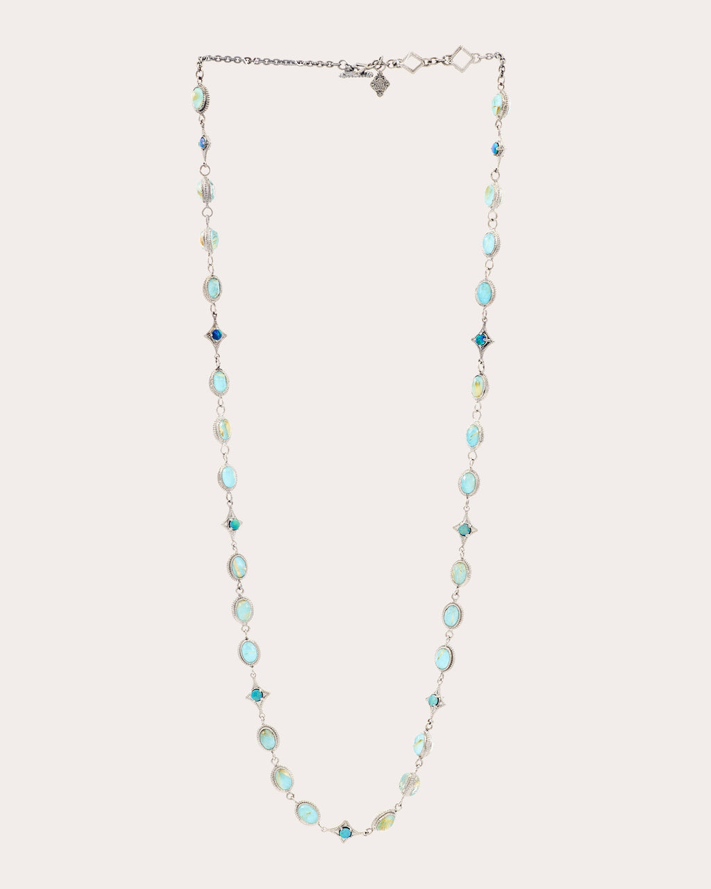Sterling Silver 14K Gold Opal and Turquoise Necklace