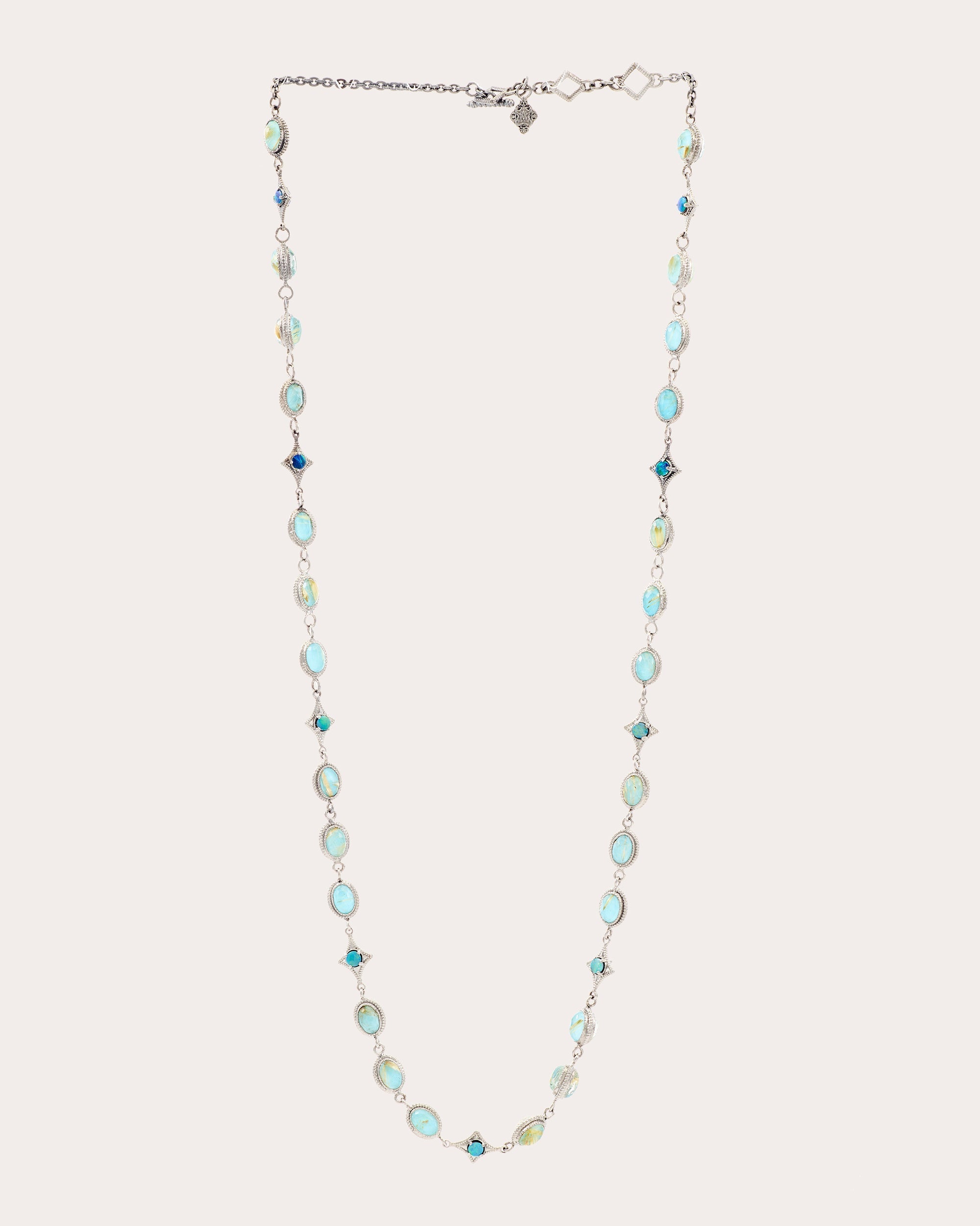 Sterling Silver 14K Gold Opal and Turquoise Necklace