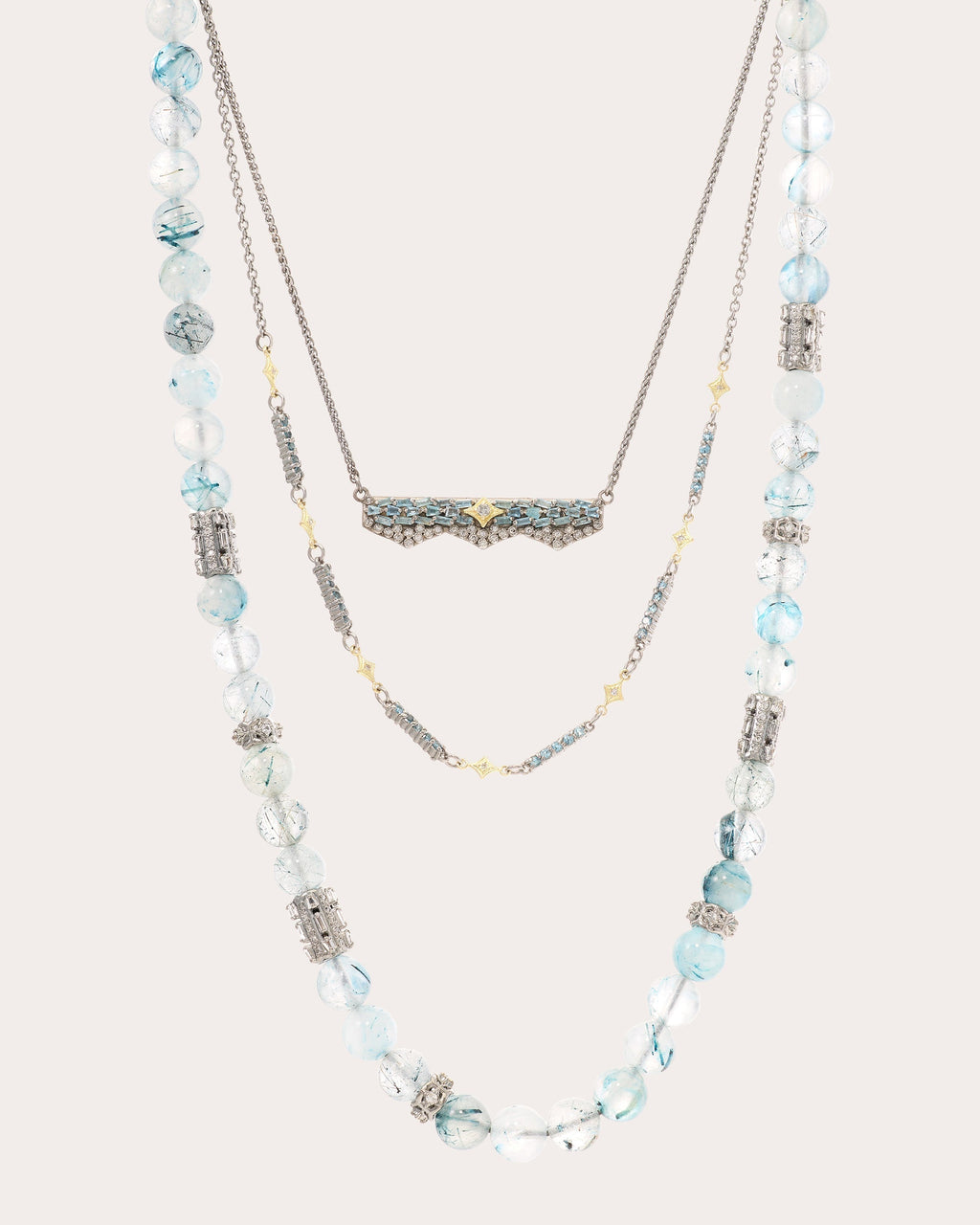 Sterling Silver 14K Gold Opal and Turquoise Necklace