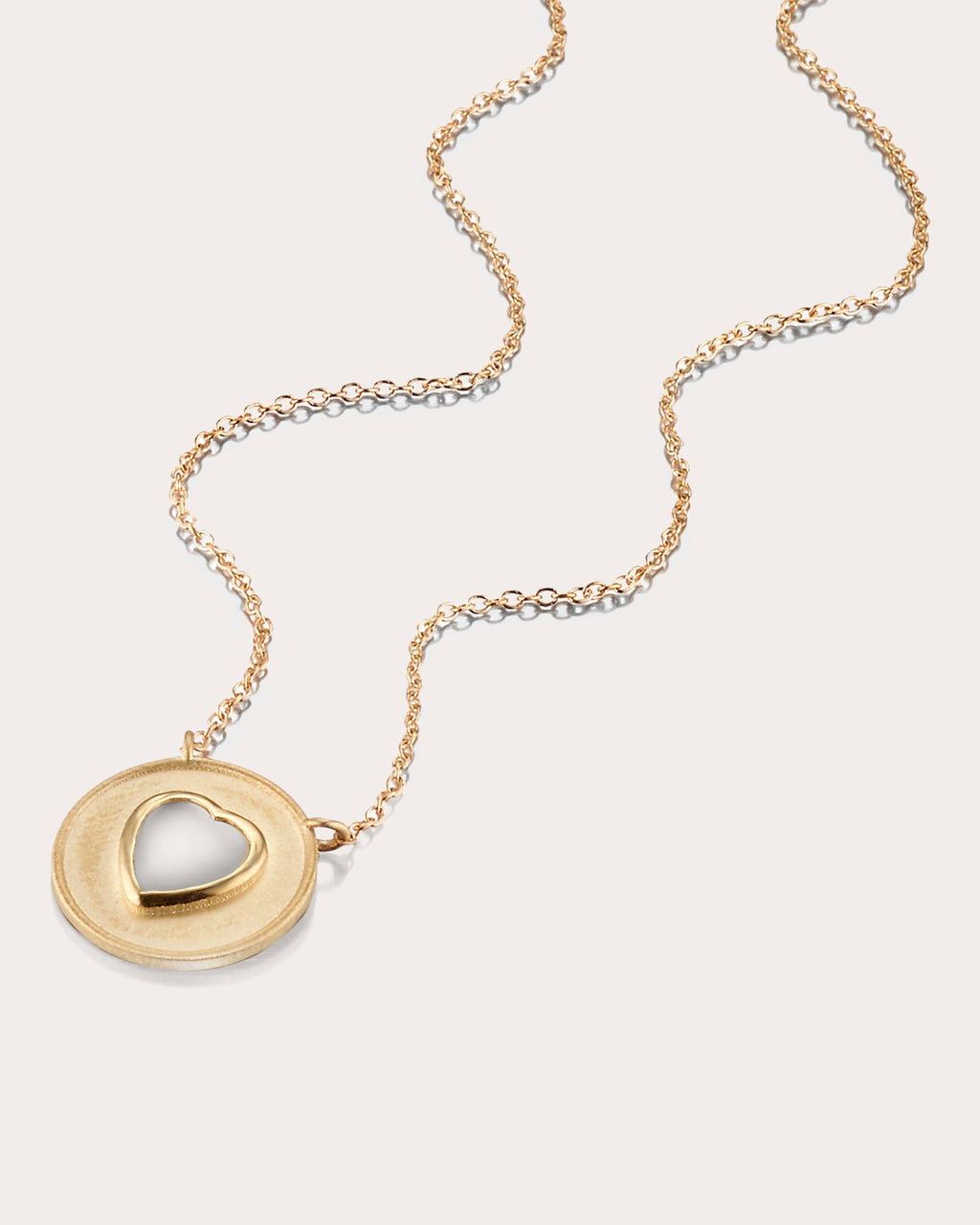 18K Gold Mother-of-Pearl Heart Pendant Necklace