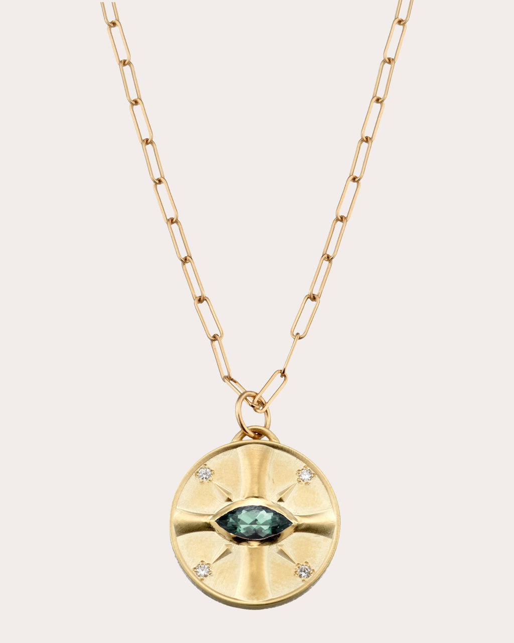 Eye of the Sun 14K Gold Oregon Sunstone and Diamond Pendant Necklace