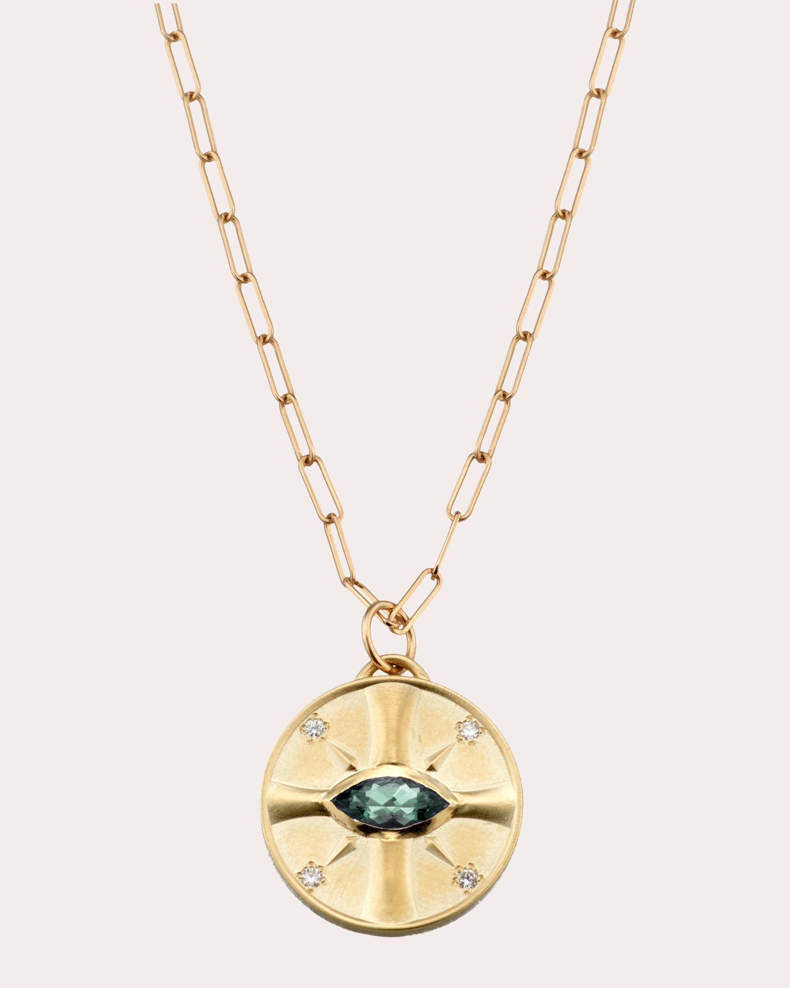 Eye of the Sun 14K Gold Oregon Sunstone and Diamond Pendant Necklace