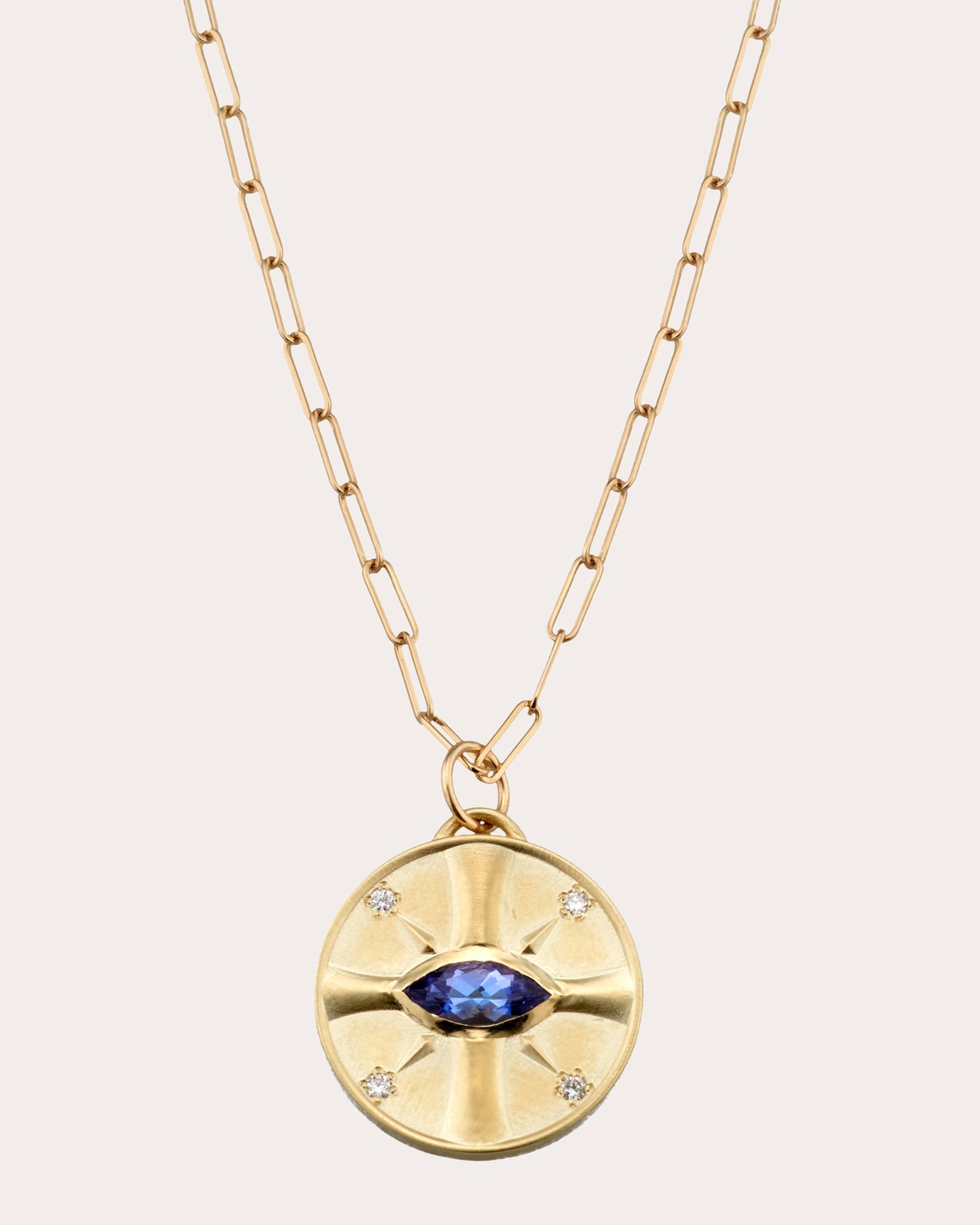 Eye of the Sun 14K Gold Tanzanite and Diamond Pendant Necklace