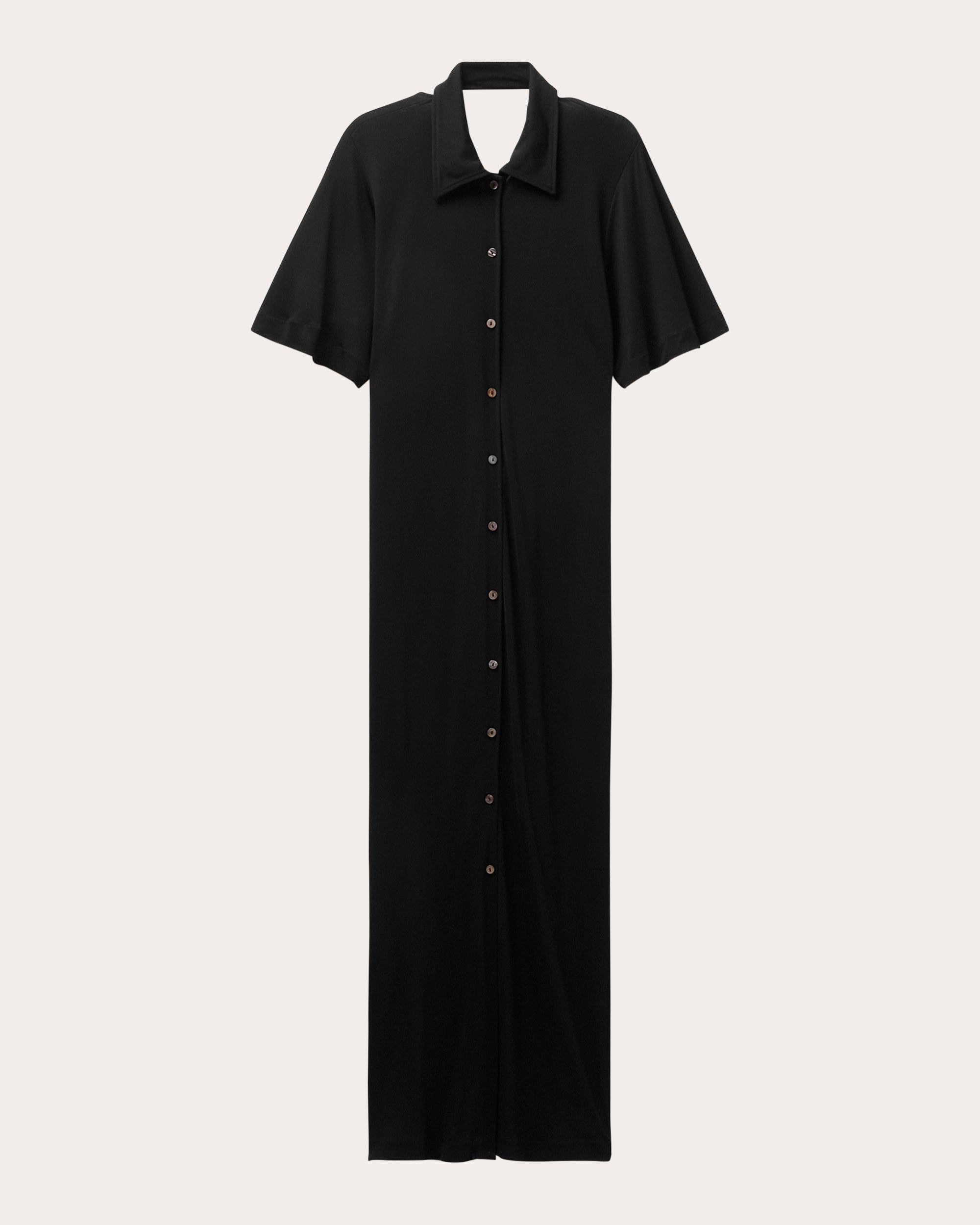 Open-Back Jersey Shirt Dress