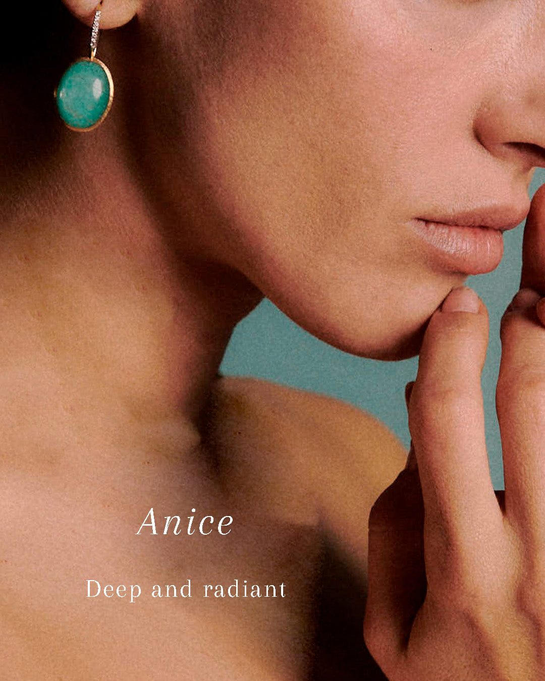 Medium Anice 18K Gold Amazonite Rock Crystal and Diamond Earrings