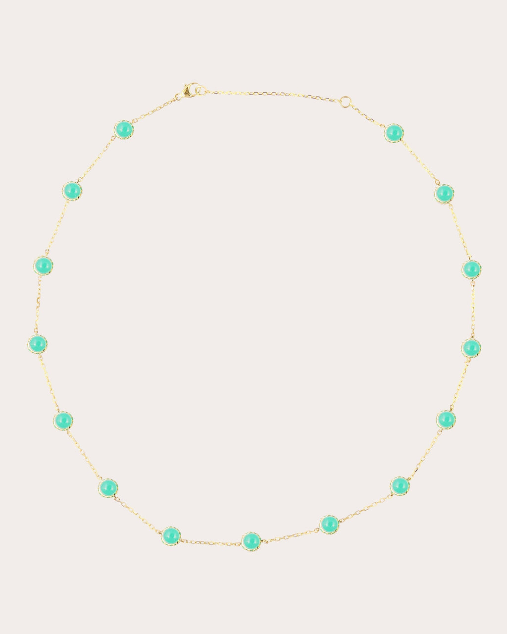 Found 14K Gold Tsavorite and Chrysoprase Cabochon Station Necklace