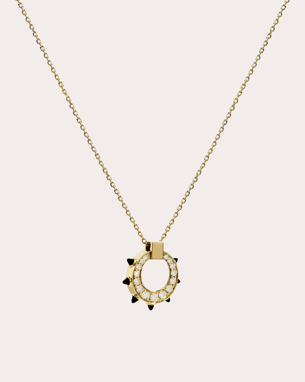 Spike 18K Gold Black Agate and Diamond Pendant Necklace
