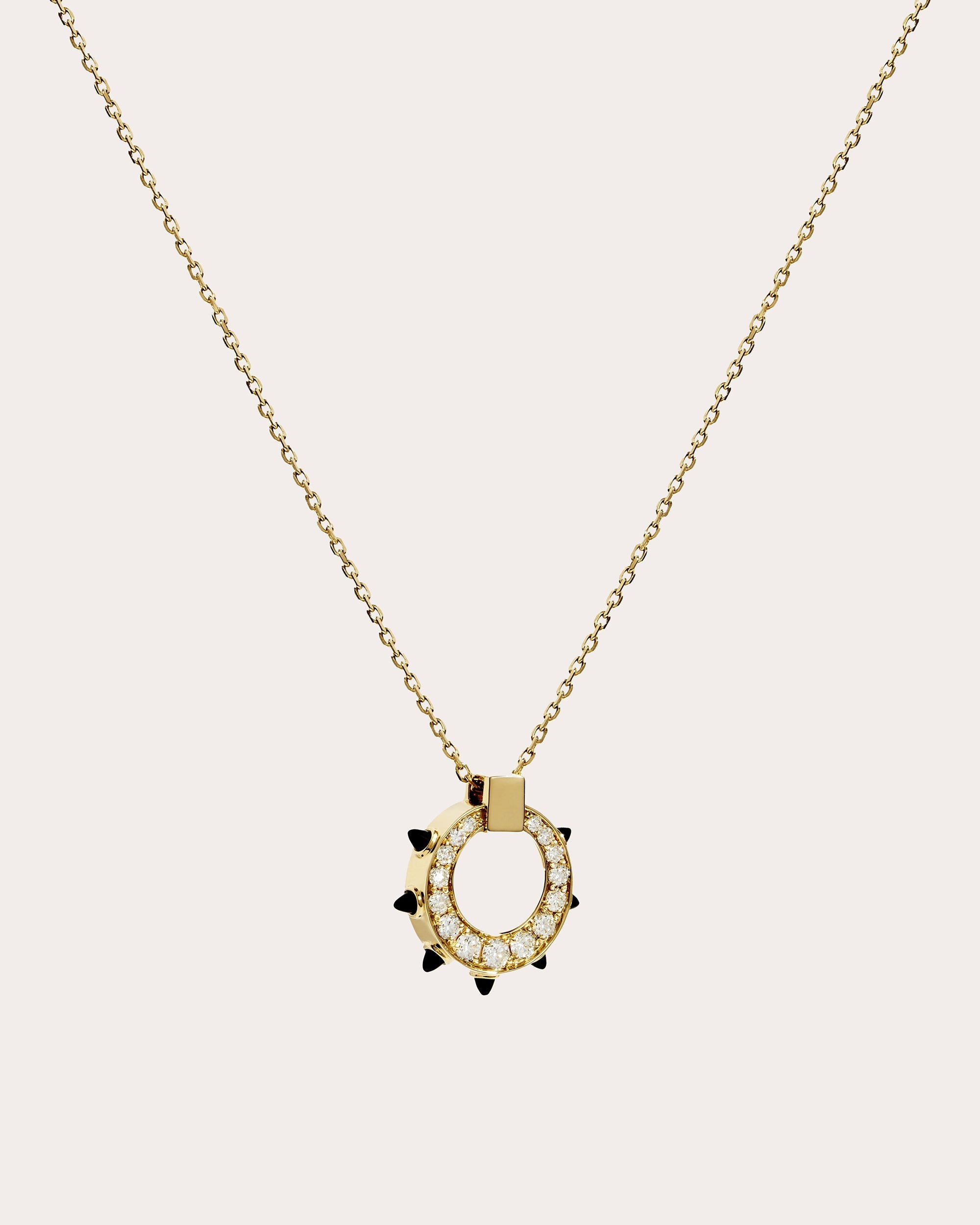 Spike 18K Gold Black Agate and Diamond Pendant Necklace