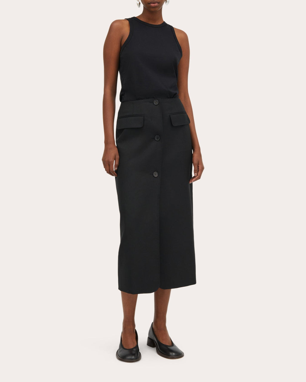 Noma Wool-Twill Midi Skirt
