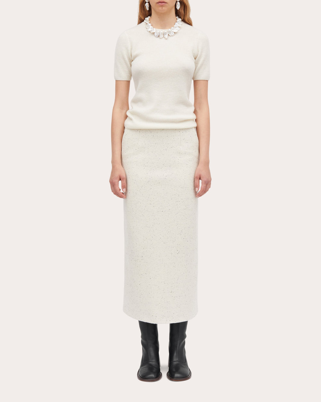 Nuri Wool-Blend Dupioni Midi Skirt