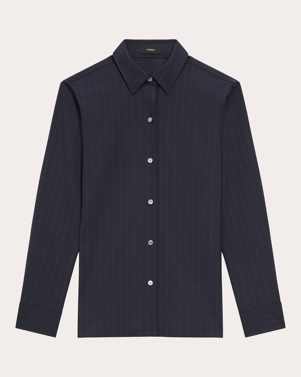 Pinstriped Stretch-Wool Blouse