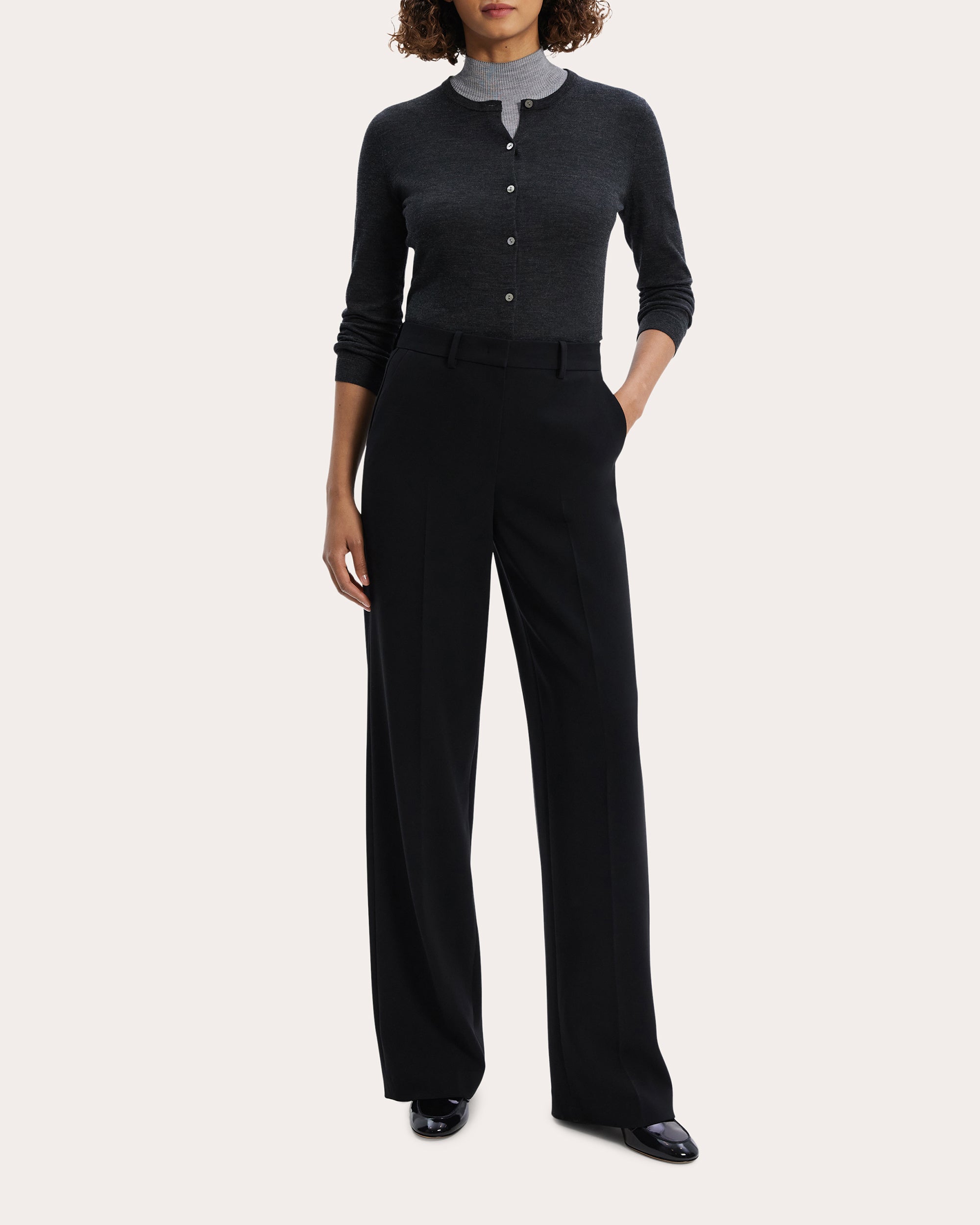 Straight-Leg Crepe Pants