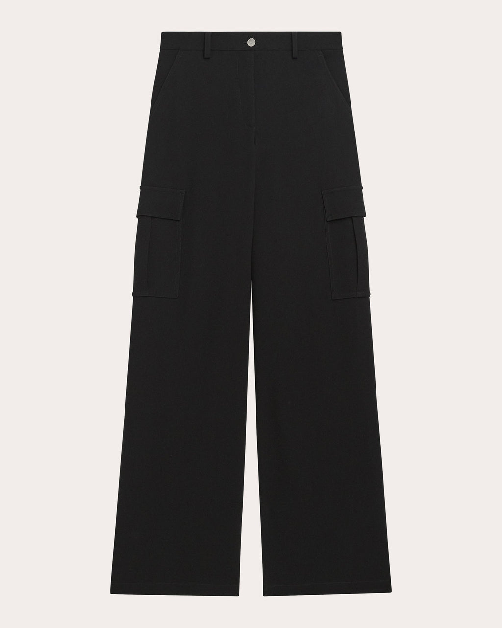 Wide-Leg Crepe Cargo Pants