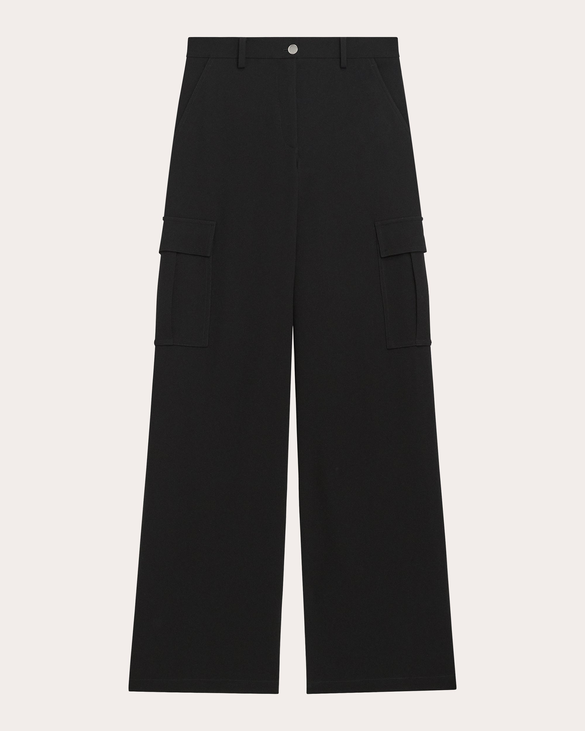Wide-Leg Crepe Cargo Pants