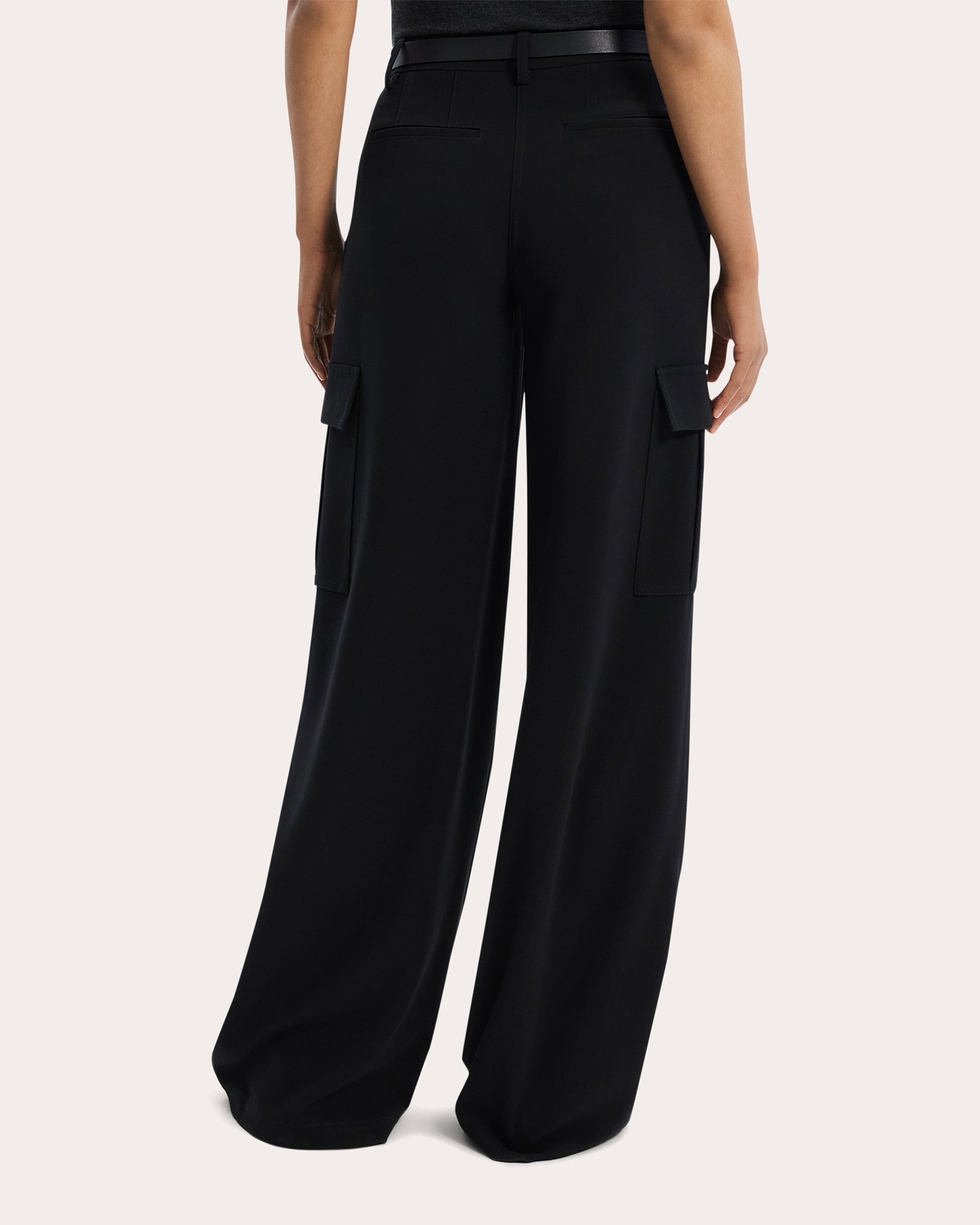 Wide-Leg Crepe Cargo Pants
