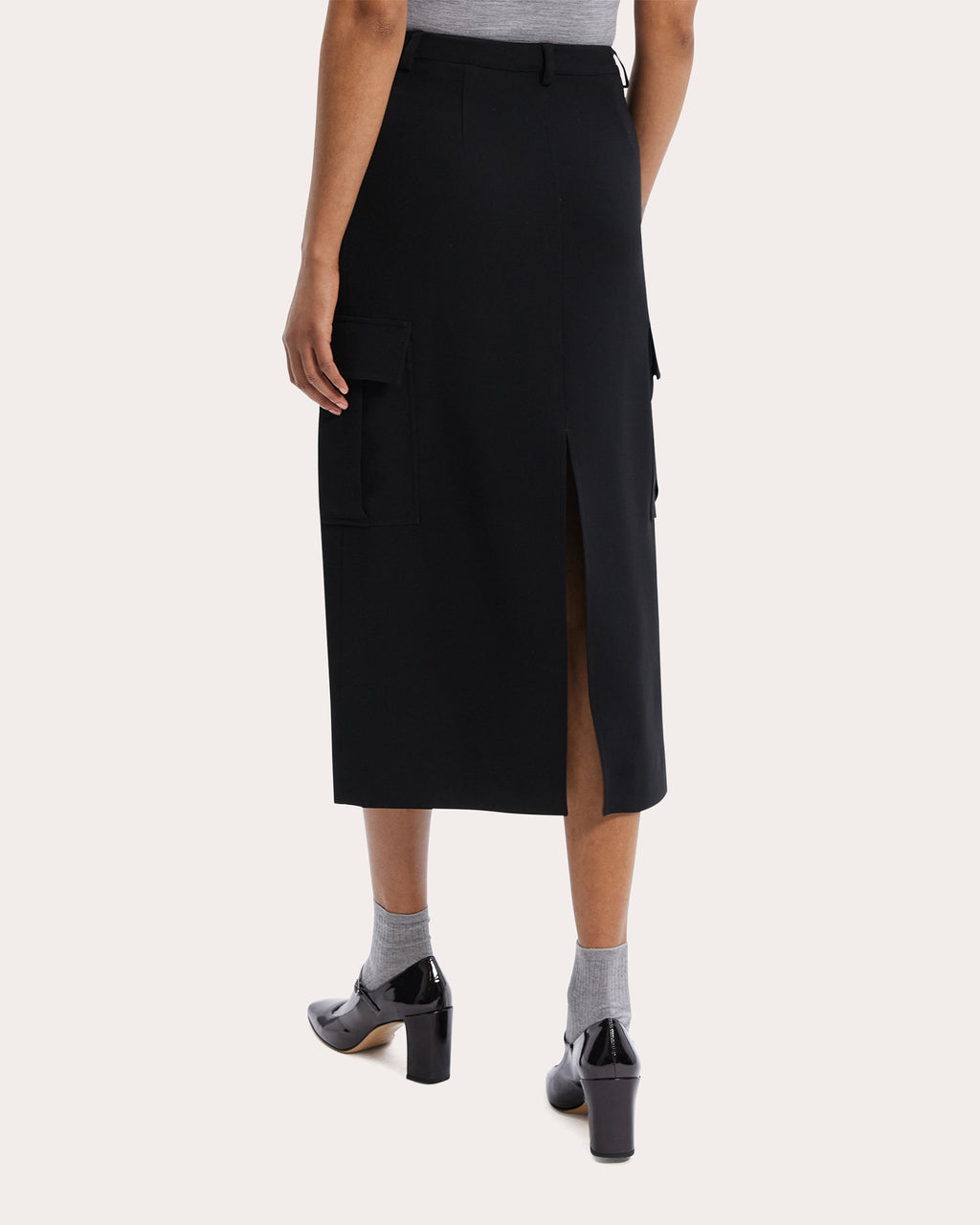 Crepe Cargo Midi Skirt