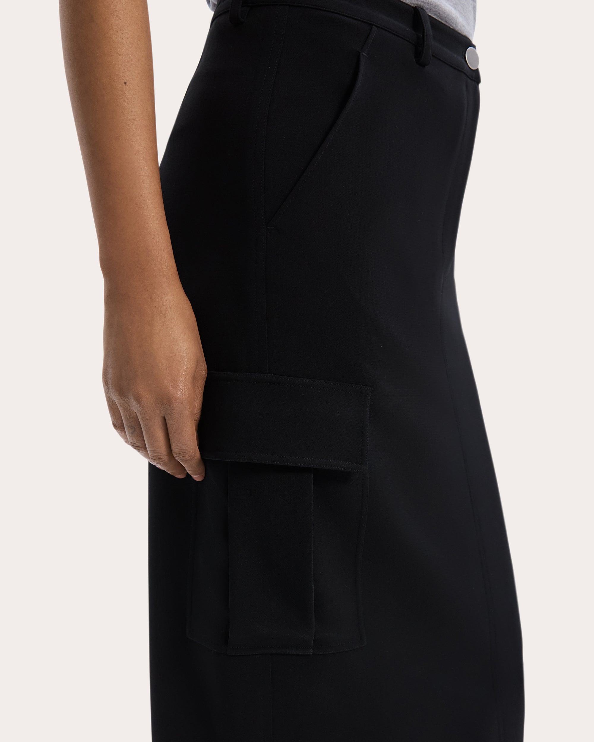 Crepe Cargo Midi Skirt
