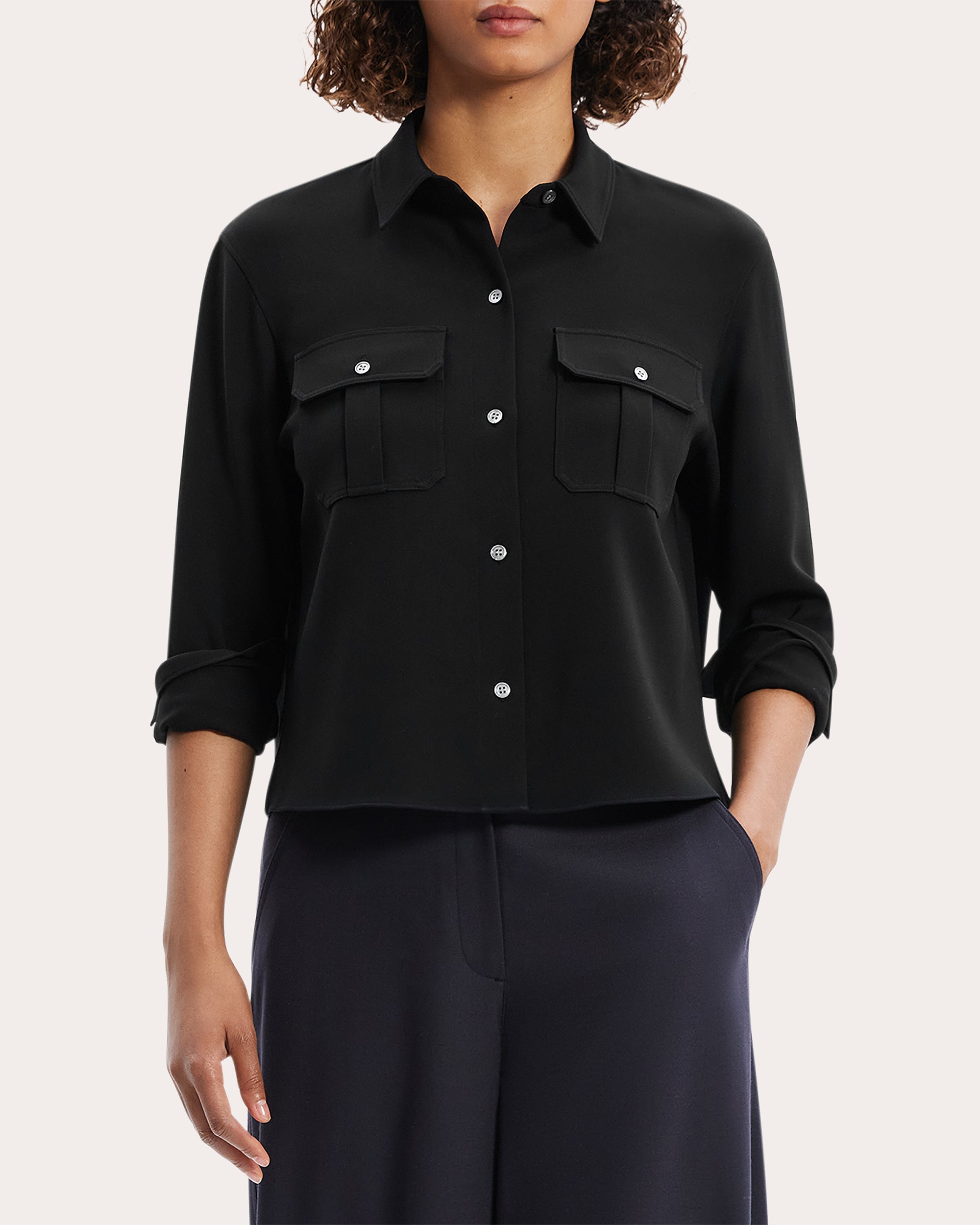 Cape-Effect Crepe Blouse