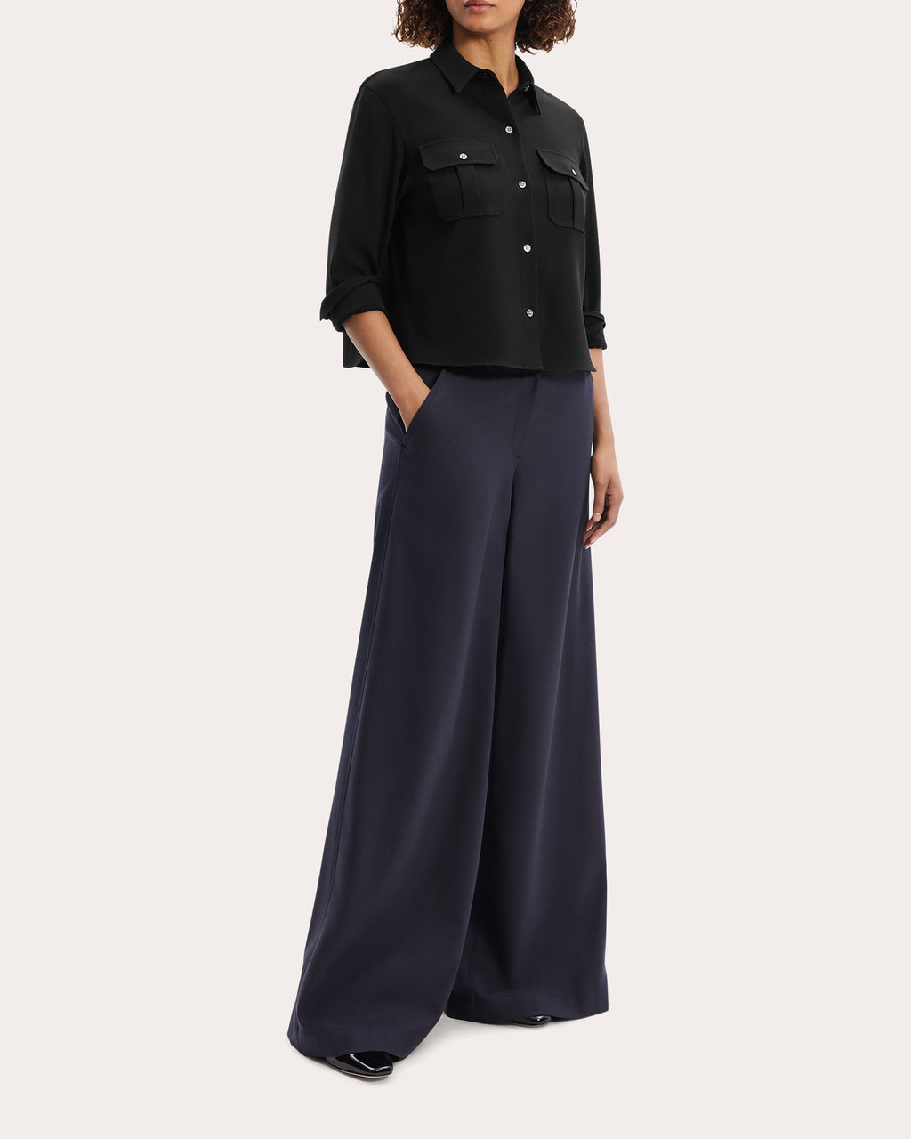 Cape-Effect Crepe Blouse