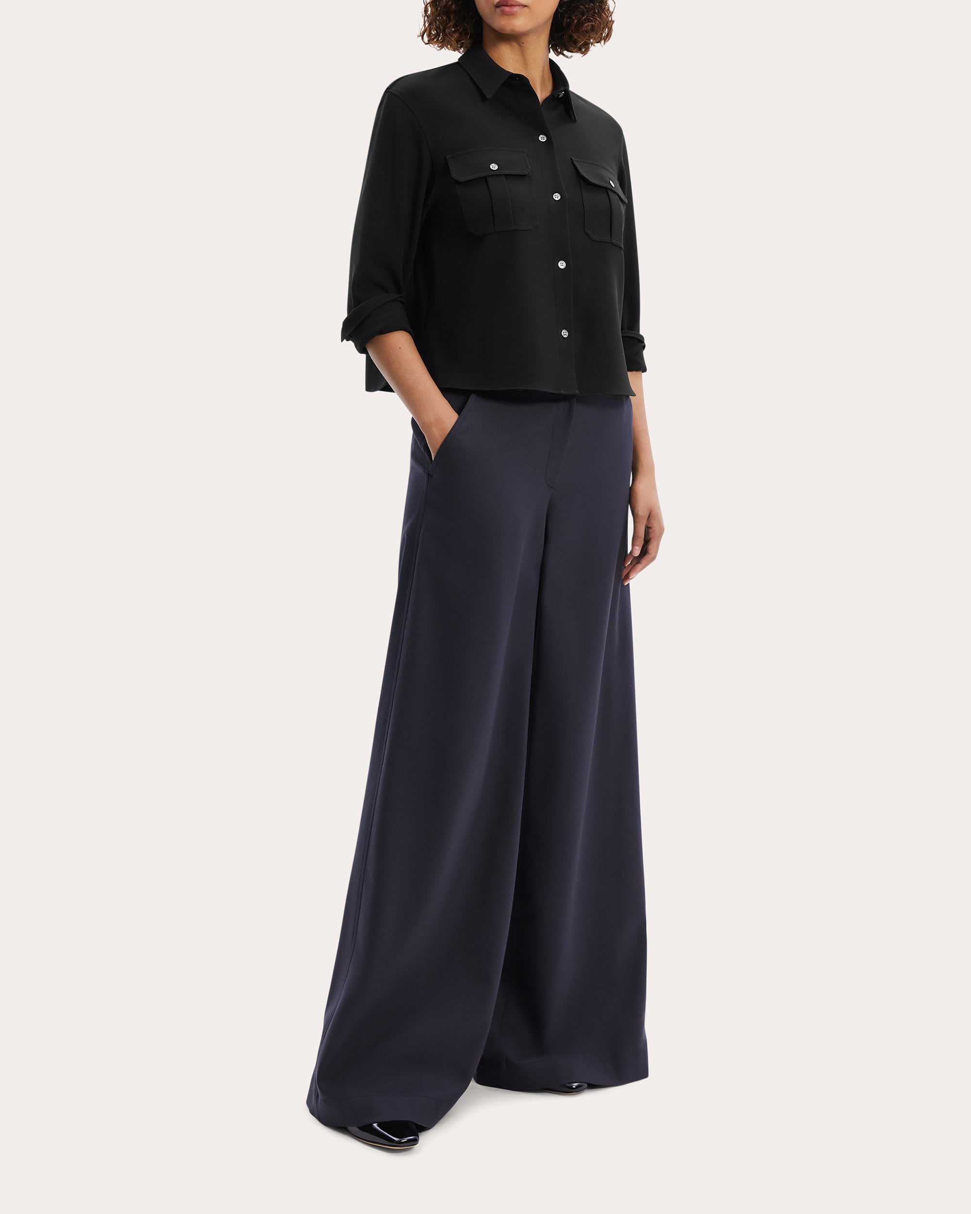 Cape-Effect Crepe Blouse