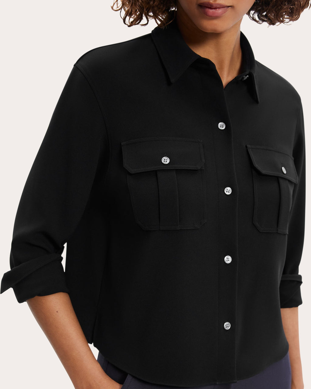 Cape-Effect Crepe Blouse