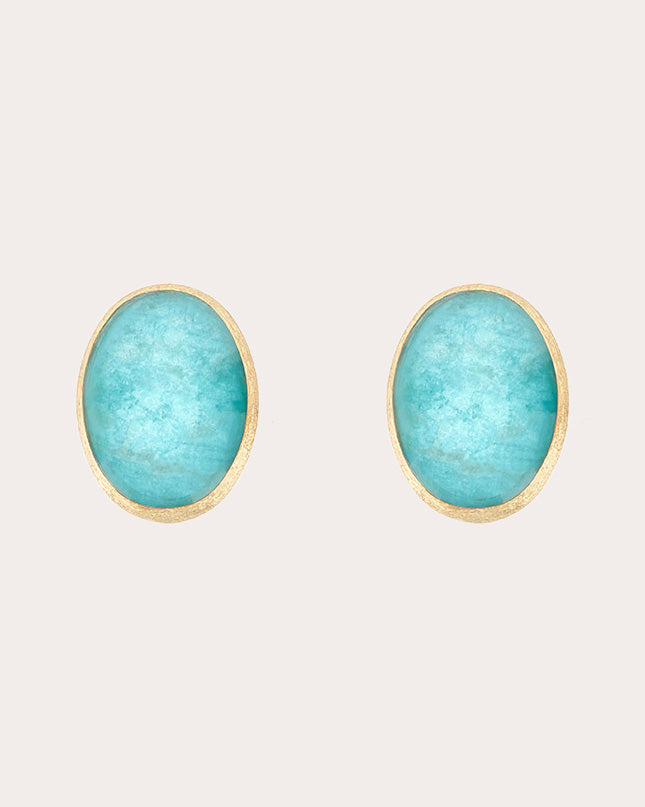 Boules 18K Gold Amazonite and Rock Crystal Stud Earrings