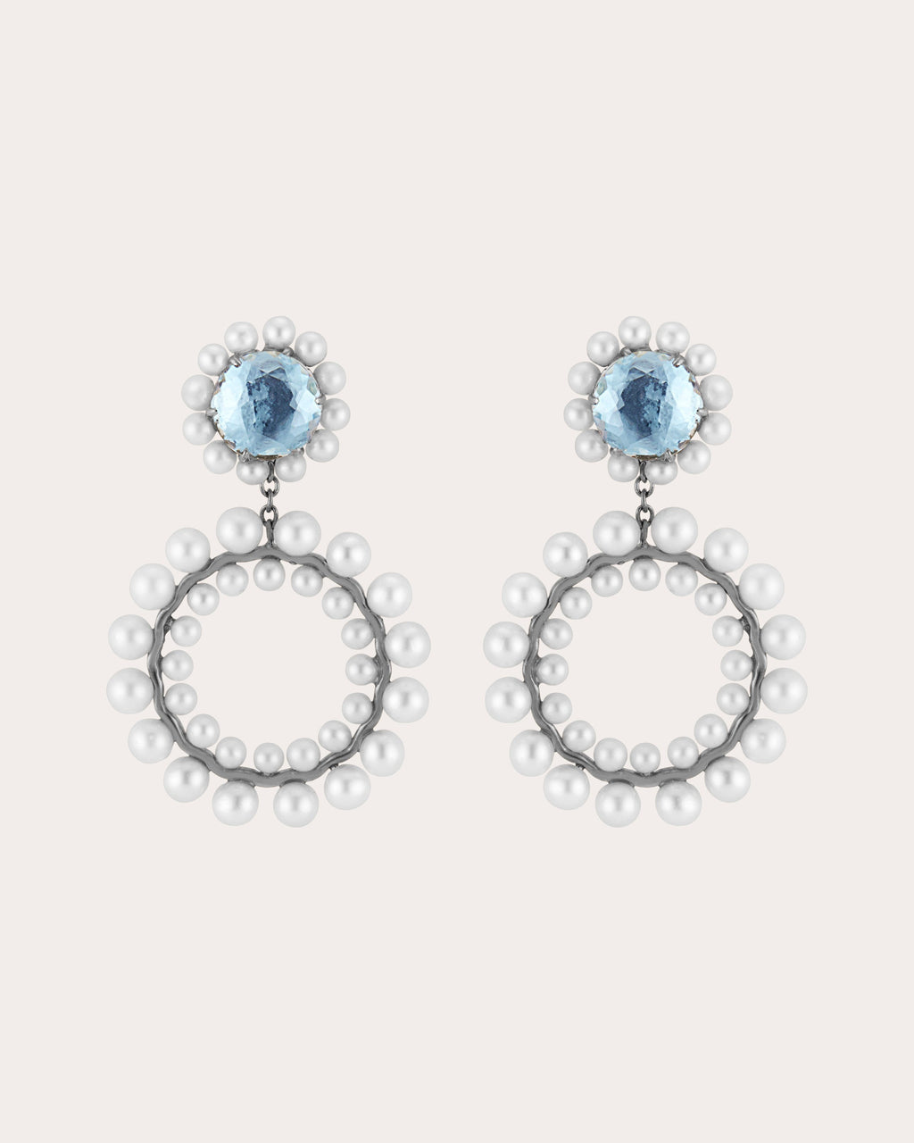 Olivia Rhodium-Dipped Pearl and Quartz Earrings