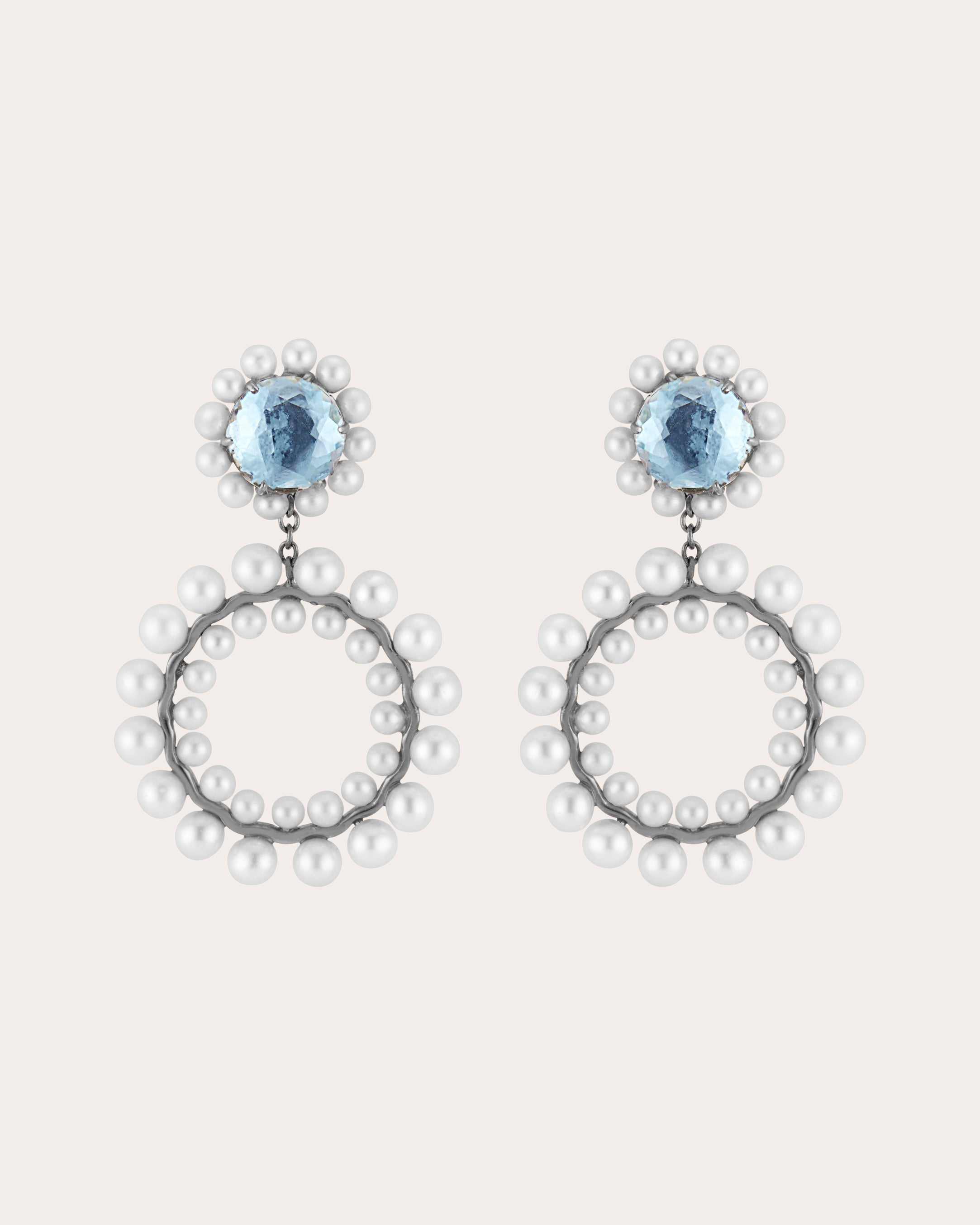 Olivia Rhodium-Dipped Pearl and Quartz Earrings