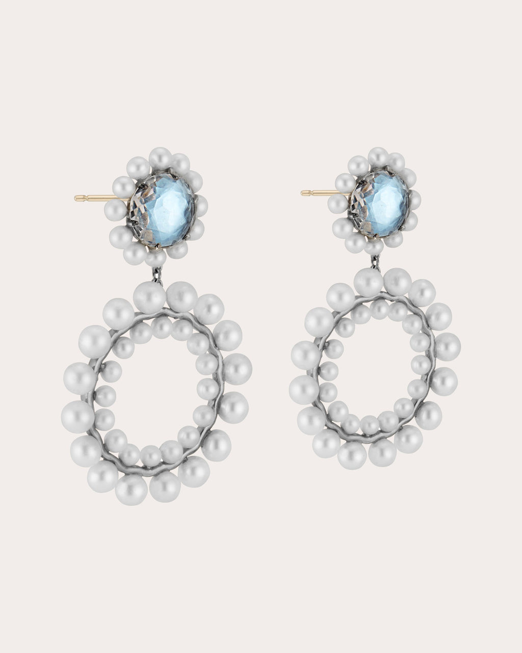Olivia Rhodium-Dipped Pearl and Quartz Earrings