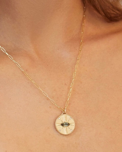 Eye of the Sun 14K Gold Oregon Sunstone and Diamond Pendant Necklace