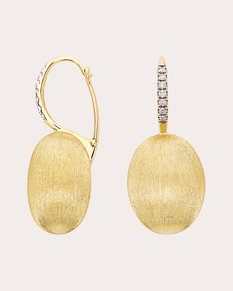 Large Ciliegine 18K Gold Diamond Earrings
